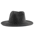 Klassieke zwarte strohoed fedora met gouden pailletten voor stijlvolle zonbescherming - M (56-58cm) / Zwart