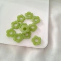 Green 19mm acrylic flower charms with marble texture for DIY jewelry and hair accessories - Green Marble