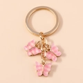 Pink checkered acrylic butterfly keychain with gold ring for bags and accessories - Pink Plaid (YZ172fentiao)