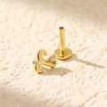S925 sterling silver gold plated labret stud with white zircon zodiac symbol - Aries / Gold (Aries)