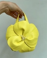 Lemon yellow 3D petal flower tote bag with lifelike stamens and leather handles - Lemon Yellow