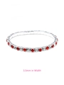 Pulsera elástica de novia de 3,5mm con pedrería de cristal rojo y blanco alternados - Plateado Rojo Blanco Entrelazado (3.5mm)