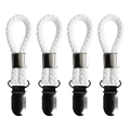 Set di 4 clip per asciugamani in corda di cotone bianco con robusti morsetti in metallo - Texture di mais Bianco latte