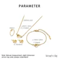 Detailansicht des goldenen Knotenschmuck-Sets mit Maßen für Kette, Armband und Ohrringe - Ringgröße 6 / Gold 4-Teiliges Set (KS221257-Z)