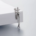 Silver star earrings with teardrop gem pendant on a minimalist geometric display - Single Star Pendant Style (A25-5#)