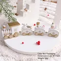 Weihnachtszug aus Holz in Weiß und Gold mit Eisbären- und Schneemann-Figuren - Zug / Gold