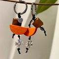 2510171 Wooden Geometric Cross Beaded Earrings Hoops/clips