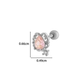 Silver cartilage stud earring with pink pear-cut zircon and tiny white crystals - 5# Water Drop Style / Silver