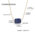 Pendentif rectangle lapis-lazuli sur chaîne dorée en acier inoxydable avec mesures - Lapis-lazuli
