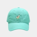 Dettaglio del ricamo avocado e della trama in cotone sul cappellino verde menta - M (56-58cm) / Verde petrolio
