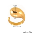 Polished 18K gold plated titanium steel adjustable ring with bold teardrop motif - Gold Ring / Gold