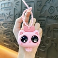 Porte-clés mignon rose à presser, pendentif de sac créatif en silicone anti-stress. - Chat aux Yeux Exorbités / Rose
