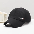 Gorra de béisbol negra transpirable de secado rápido con parche deportivo y visera curva - Ajustable / Negro