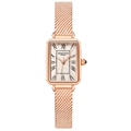 Elegant women's rose gold square watch with Roman numerals and mesh steel strap - Square Milanese Mesh Style / Rose Gold Mesh Strap