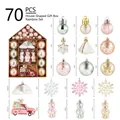 Set di 70 decorazioni natalizie rosa e champagne in confezione a forma di casa - Set a Tema Arcobaleno / Rosa/Oro Champagne/Argento