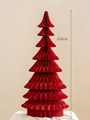 Large 103cm red honeycomb paper Christmas tree decoration with 630g weighted snow base - Red Christmas Tree - Large