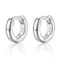 Polished S925 sterling silver geometric round hoop earrings in small size pair - 15MM Round Hoop Huggies