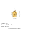 18K gold plated stainless steel pig charm with LOVE engraving and detailed dimensions - Abstract Beast Face Pendant - Gold