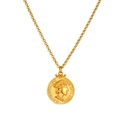 Collana vintage con moneta Guadalupe placcata oro 18K con rilievo 1804 e catena O - Moneta Vintage/Catena O / Ritratto della Regina