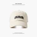 Beige cotton baseball cap featuring Colorado embroidery for oversized head comfort - Large Circumference COLO-Beige