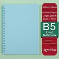 Quaderno a spirale B5 azzurro con 80 fogli di carta a righe da 80g per studio - B5 a Righe / Azzurro