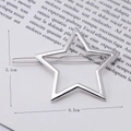 Silver hollow star hair clip with 6.5cm width and 5.1cm height in a sleek metal design - Large Star Silver