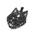 Geometric hollow wolf head pendant in black finish for men's hip-hop necklace - Black Pendant Only