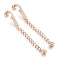 Pendientes largos de cadena en oro rosa con soporte geométrico y colgante de bola redonda - Oro rosa