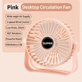 Ventilatore USB rosa con rotazione a 360 gradi e tre velocità del vento regolabili - 4 Pollici / Rosa (3 Velocità)