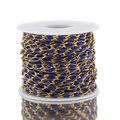 Detailed macro view of 3.7mm blue enamel gold-plated stainless steel DIY jewelry chain - Sapphire Blue