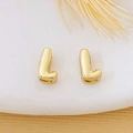 Minimalist 18K gold-plated copper letter L stud earrings with polished finish - Gold Letter L