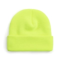 Neon yellow knitted beanie cap with cuffed edge for winter fashion and warmth - One Size / Neon Yellow