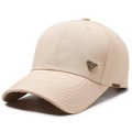 Beige ripstop baseball cap with metal SPORT logo and classic six-panel structure - Adjustable / Khaki