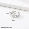 Adjustable 18k silver cuban chain ring for women with 0.55cm width and 2.0cm inner diameter - Minimalist Cuban Chain (200) / Steel
