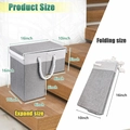 Cesta de escalera plegable en tela gris con asas blancas para organizar peldaños - Estilo de empalme plegable con tapa