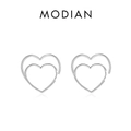 Boucles d'oreilles cœur en argent sterling S925 avec finition argentée polie - Grand