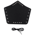 Polsino in pelle nera stile punk retrò con borchie argentate e dettaglio lacci - Nero (HW001)