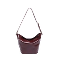 Glänzende weinrote minimalistische Eimertasche aus Leder mit verstellbarem Schultergurt - Rot