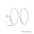 Polished silver stainless steel hoop earrings with 3cm diameter and 2mm thickness - 2*30mm / Silver