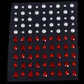 Face jewel stickers featuring white half-round pearls and red teardrop rhinestones - MX-02