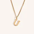 Minimalist 18k gold plated stainless steel necklace featuring a bold letter U pendant - Gold U