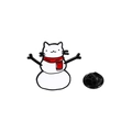 Christmas snowman cat enamel pin badge with a red scarf and white cat head design - Cat Head Snowman (CZ1301)