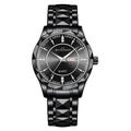 All-black quartz watch for men featuring multi-faceted metal strap and dual calendar display - GD310 All Black