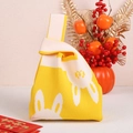 Borsa a nodo in maglia gialla e bianca con grazioso motivo a coniglio per metà autunno - Giallo Coniglio