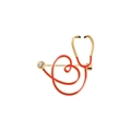 Creative stethoscope brooch with red heart and rhinestone in gold finish alloy - Simple Heart Stethoscope Style