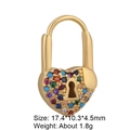 Golden heart lock pendant with multi-colored cubic zirconia and round lobster clasp - Colorful Zircon Lock 18