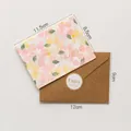 Floral greeting card set with kraft envelope and gold foil Best Wishes design - Style B - HK8021 Floral Wish Card