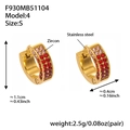 Orecchini a cerchio in acciaio dorato con zirconi rossi sfumati, diametro esterno 1,1 cm - Zirconia Rossa (Piccolo)