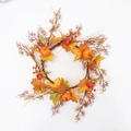 60cm autumn maple leaf and pumpkin garland with red berries for Thanksgiving wall decor - Maple Leaf Pumpkin Wreath (AW250527)