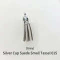 Pendentif gland en suède gris avec calotte argentée pour porte-clés DIY en résine - Pompon Style 15 Gris Argent